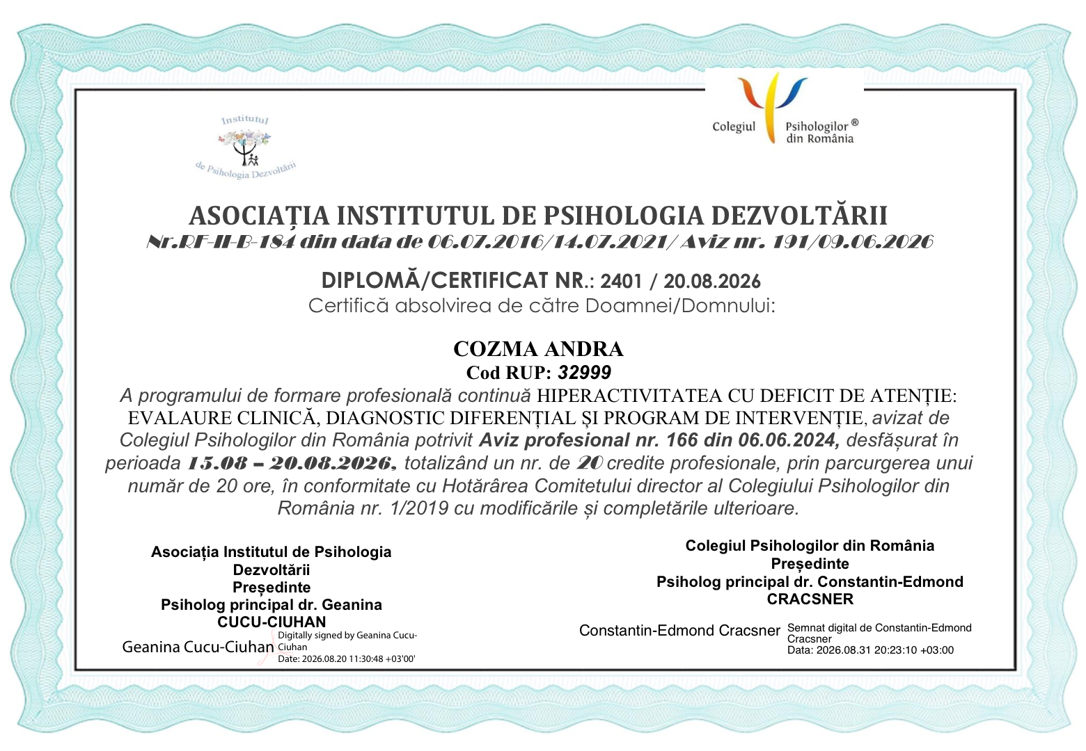 Hiperactivitatea cu deficit de atenție: evaluare clinică, diagnostic diferențial și program de intervenție
