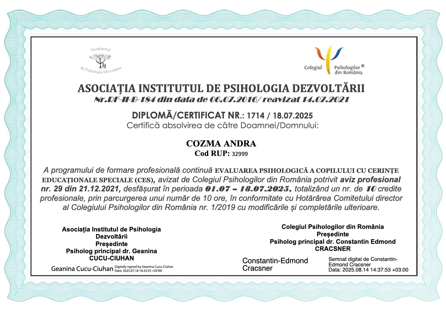 Evaluarea psihologică a copilului cu CES
