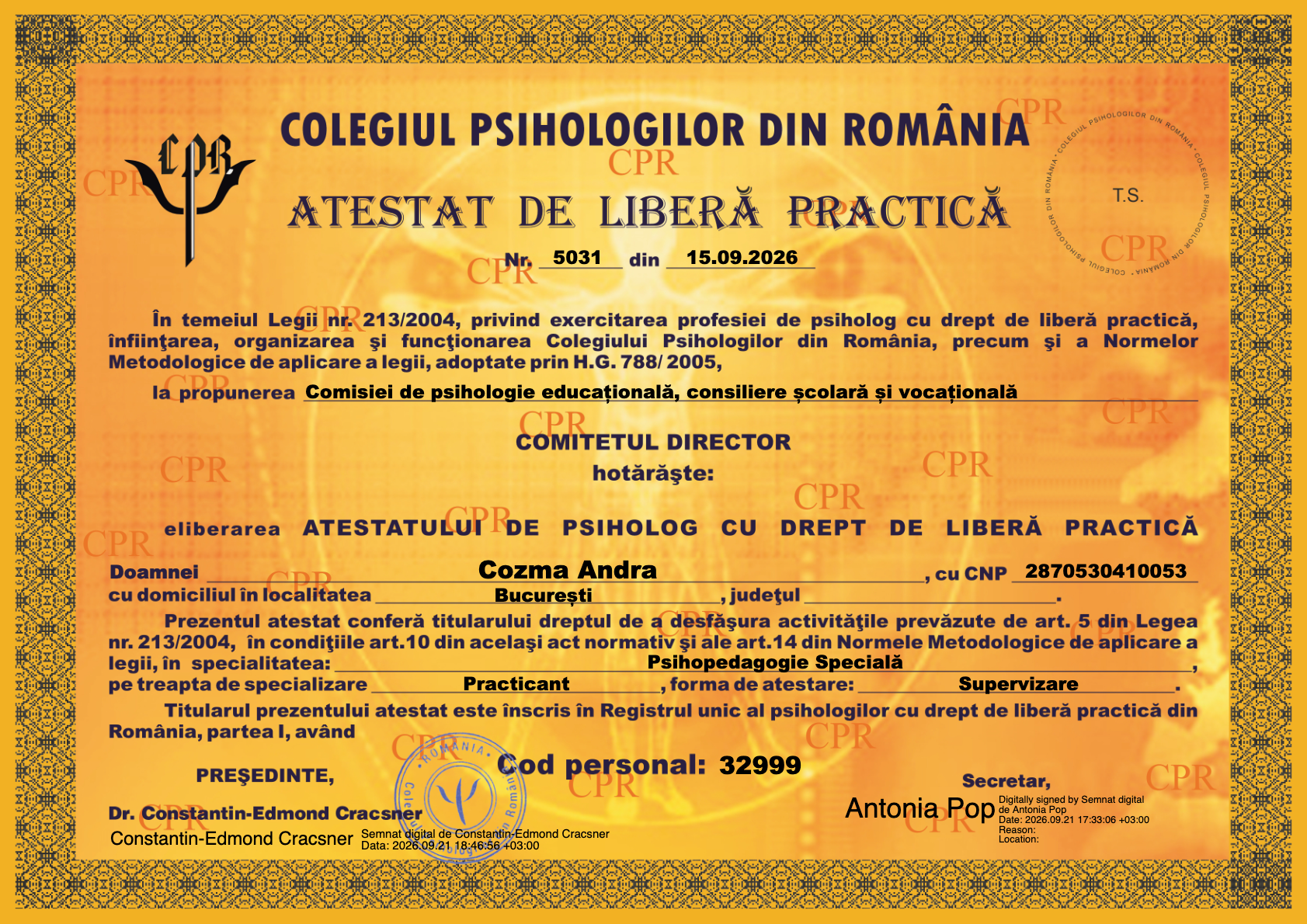 Atestat în Psihopedagogie specială